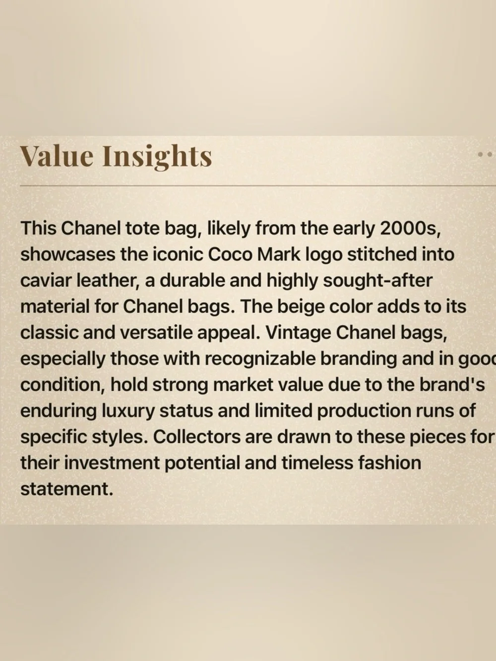 CHANEL Cream Leather Double C Stitch Tote~Vintage